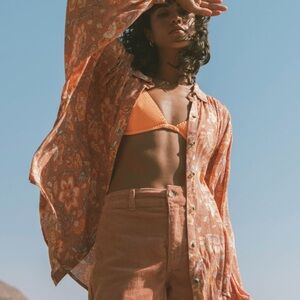 Billabong Orange Floral Blouse